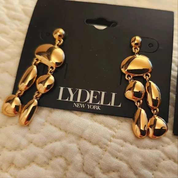 NWOT Lydell New York Earings Set Post Back Gold Tone Crystal 3 - Picture 3 of 3